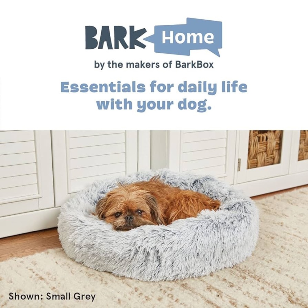 NEW BARK BOX Silver Grey Gray Fuzzy Donut Dog Pet Plush Cozy Circular Bed Pillow - Picture 7 of 8